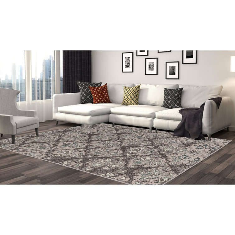 Christopherso Oriental Brown and Beige Soft Low Pile Area Rug