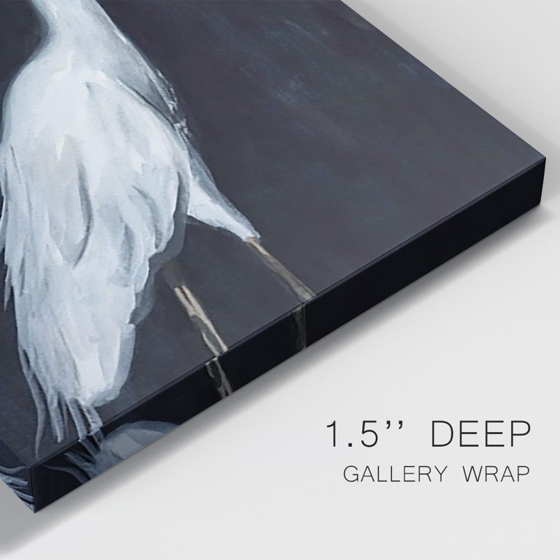 Calm Great Egret II, toile tendue avec châssis de qualité supérieure - prête à être accrochée, H 12 po x l 8 po x P 1 po