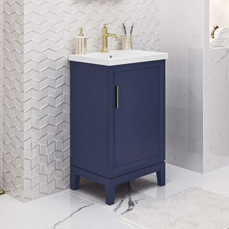 Elsa 20" Bath Vanity with Modern Single Faucet, Monarch Blue, Gold