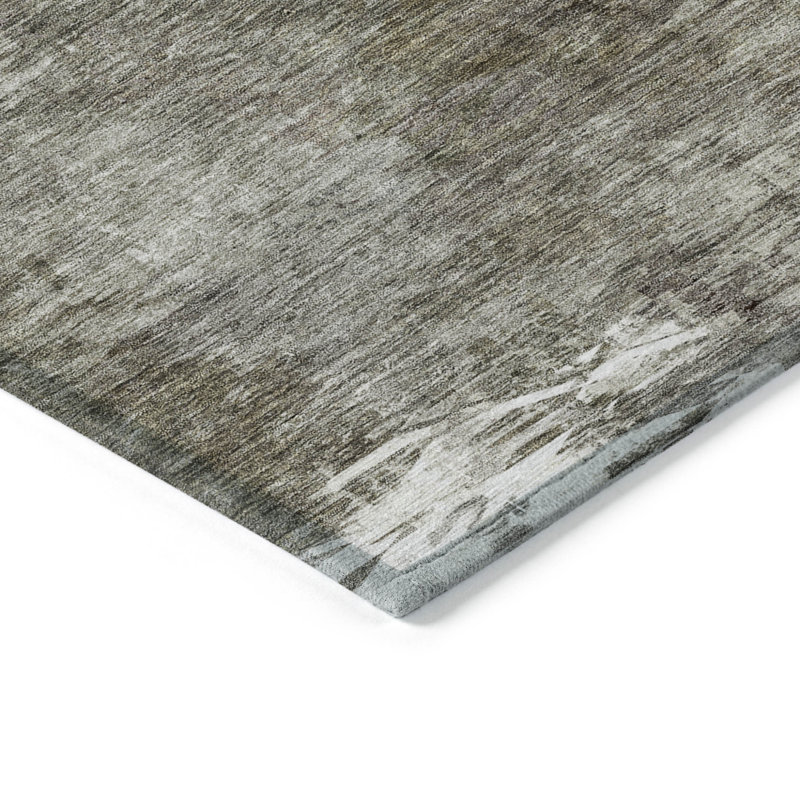 Tapis extérieur lavable abstrait beige et ivoire 5 pi x 8 pi taupe