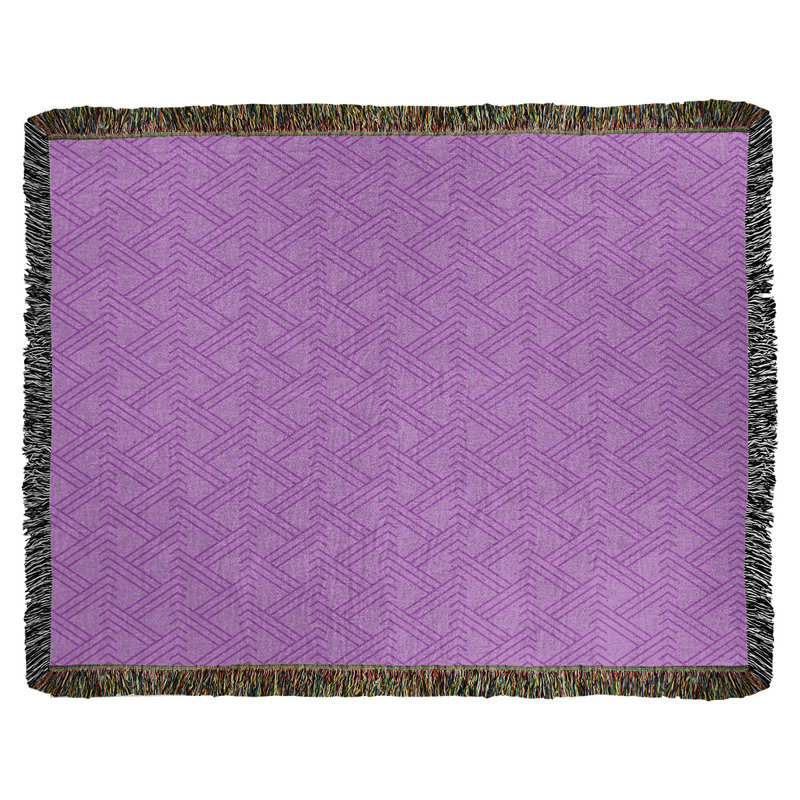 Couverture en coton tissé zigzag classique, L 37 po x L 52 po, Violet prune