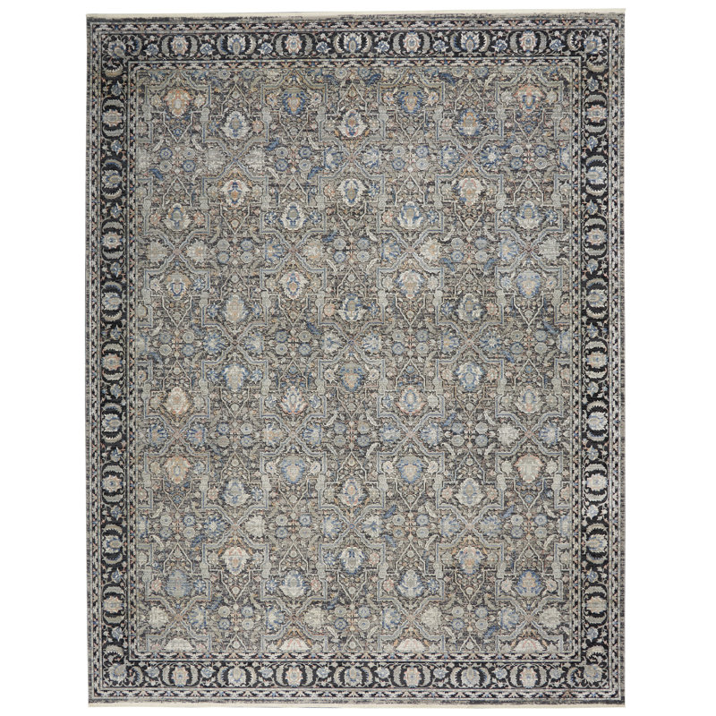 Tapis oriental gris / noir Halle, Rectangle 9 pi 10 po x 12 pi 6 po