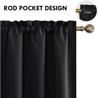 2 Panels Blackout Curtains – Thermal Insulated, Energy Saving & Noise Reducing Bedroom and Living Room Curtains, Set of 2 Rod Pocket Curtain Panels