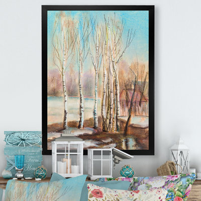 Bouleaux au soleil - Peinture