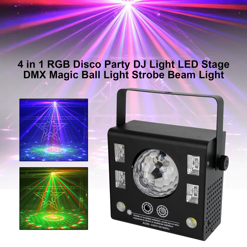 Lumière de disco 4-en-1 RVB Disco - Scène magique à DEL avec effets stroboscopiques et faisceaux