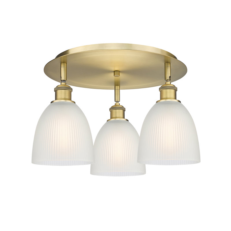 Plafonnier encastré en verre Berush, Blanc, Laiton brossé