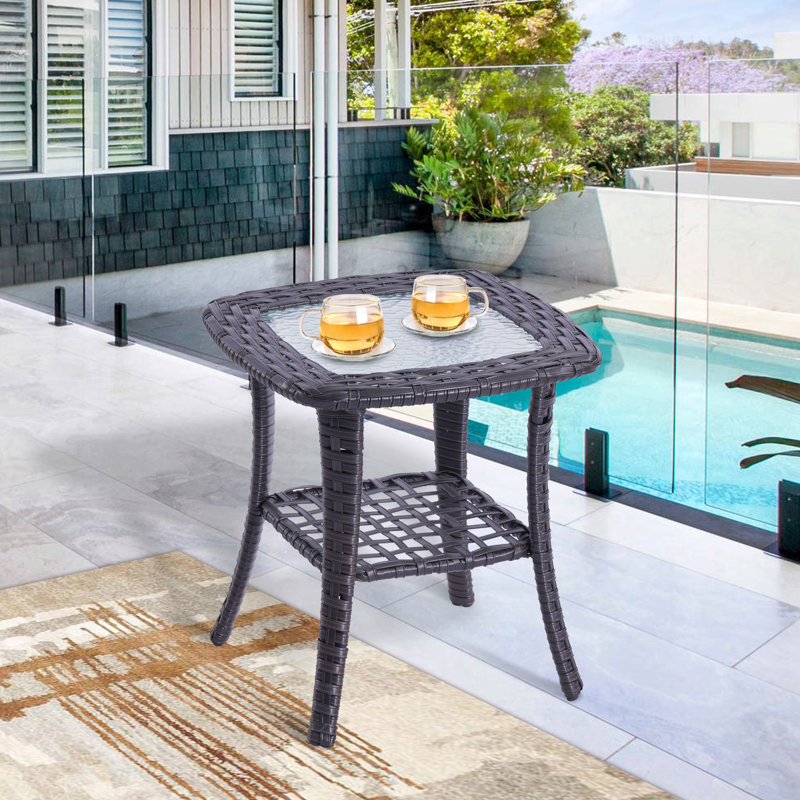 Danvers Square Metal Outdoor Side Table , 18.11'' in. W 18.11'' in. D, Brown