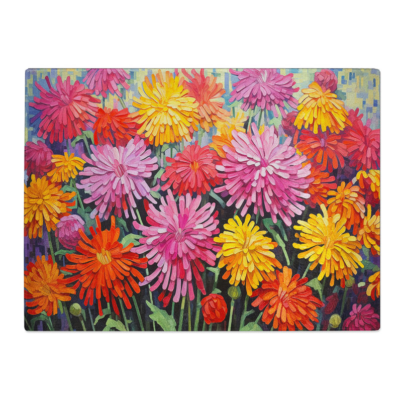 Chrysanthemums Constructivism  Glass Chopping Board