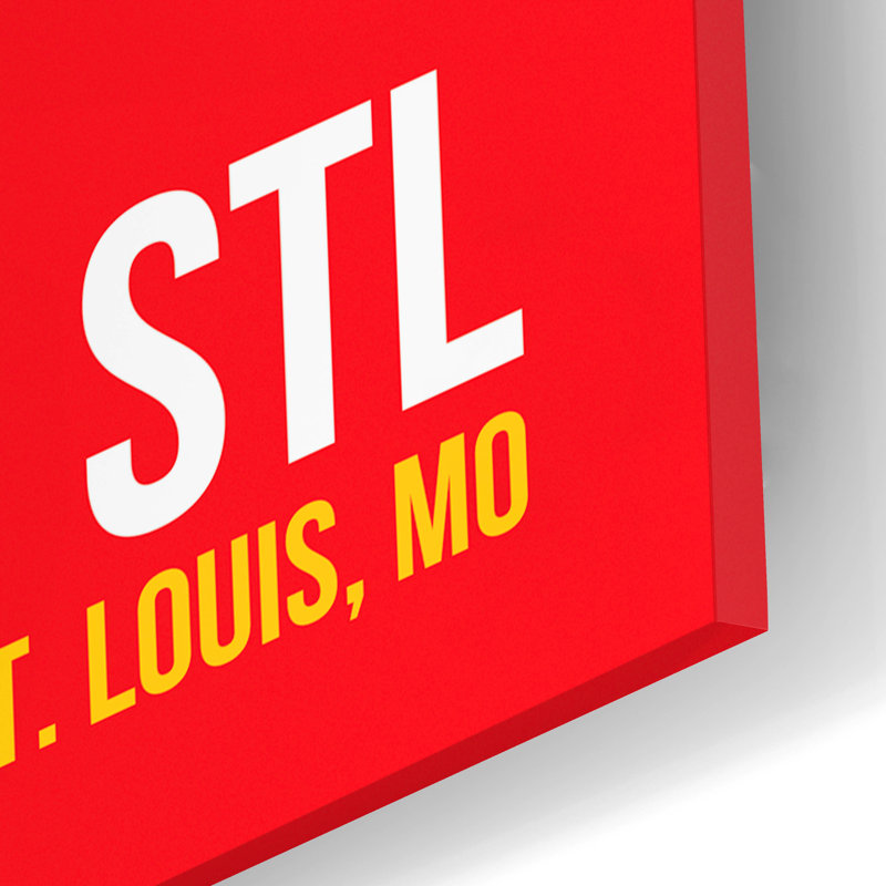 "STL" par O8 à gauche, H 16 po x l 12 po x P 0,13 po