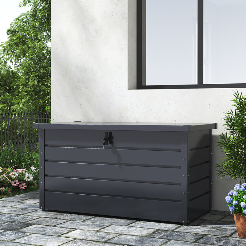 Garden Sanctuary 114cm W 350L Metal Lockable Deck Box, Black