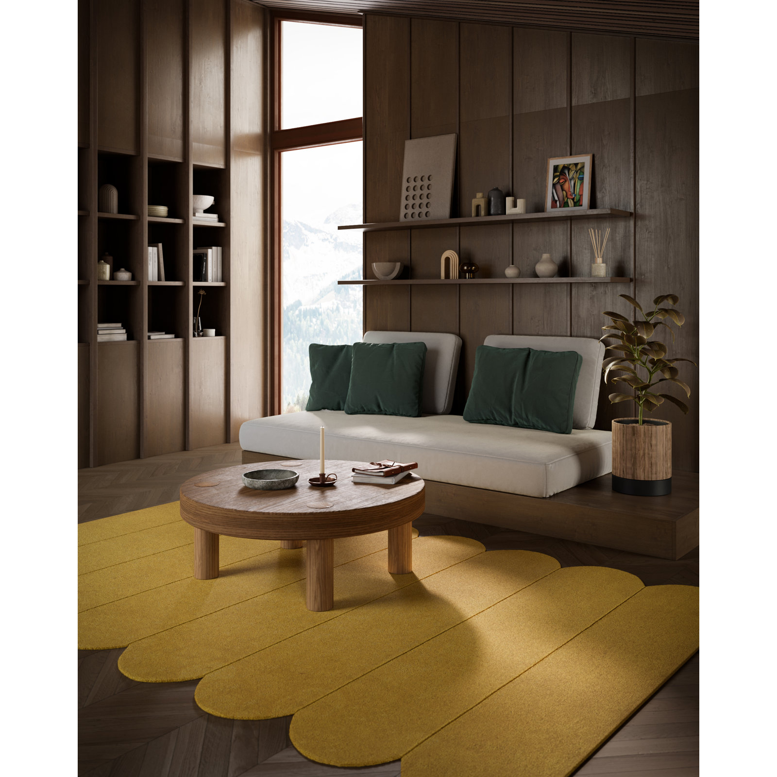 Dabria Orange Hand-Tufted Wool Rug, Rectangle 8' x 10'