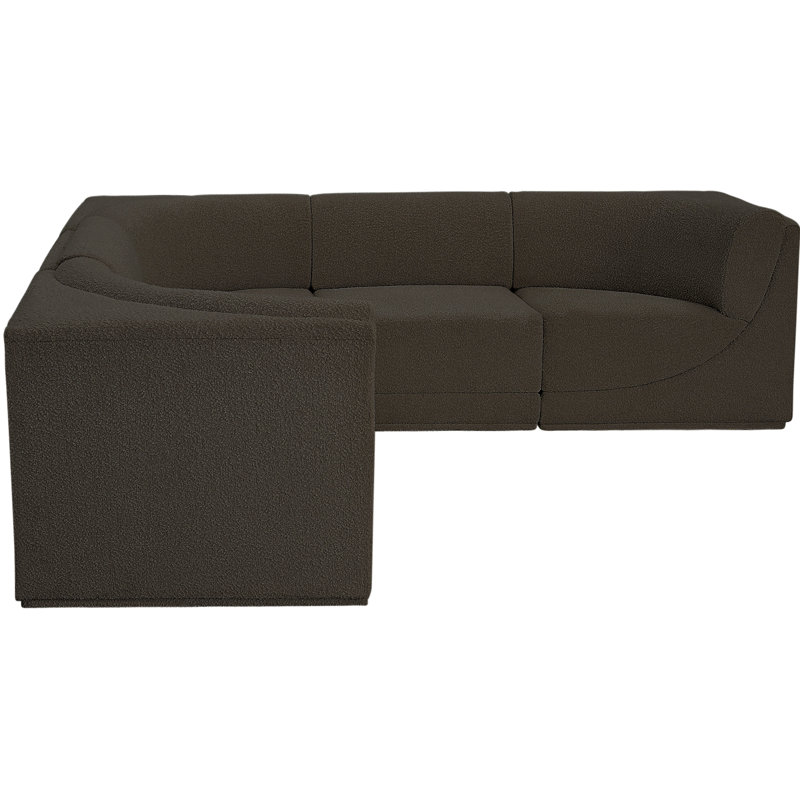 Ollie 5 - Piece Upholstered Sectional, Brown Boucle Fabric