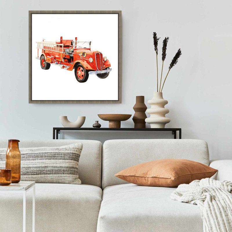 Toile de camion de pompier rétro | Décoration de chambre de transport