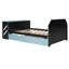 Lit de jour en bois pleine grandeur avec lit gigogne simple, bureau et port USB-49837741