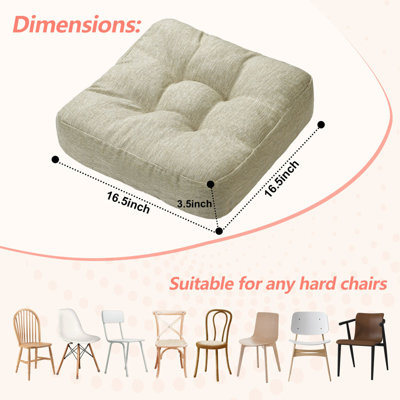 16.5-inch  Dining Chair Cushion, Beige Polyester Blend