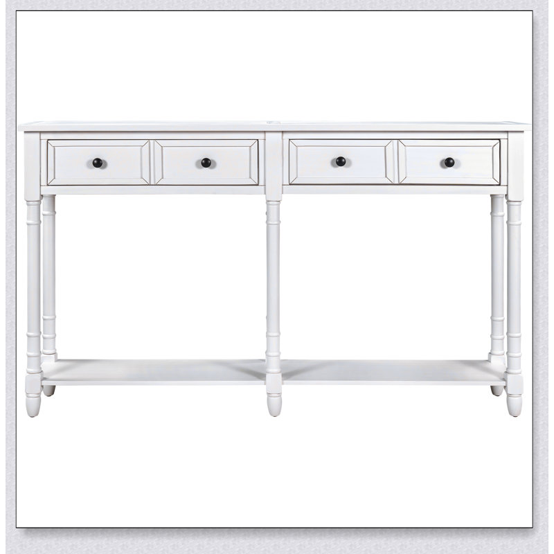 Console rustique avec deux tiroirs de rangement et une tablette inférieure, facile à assembler pour le salon et le vestibule