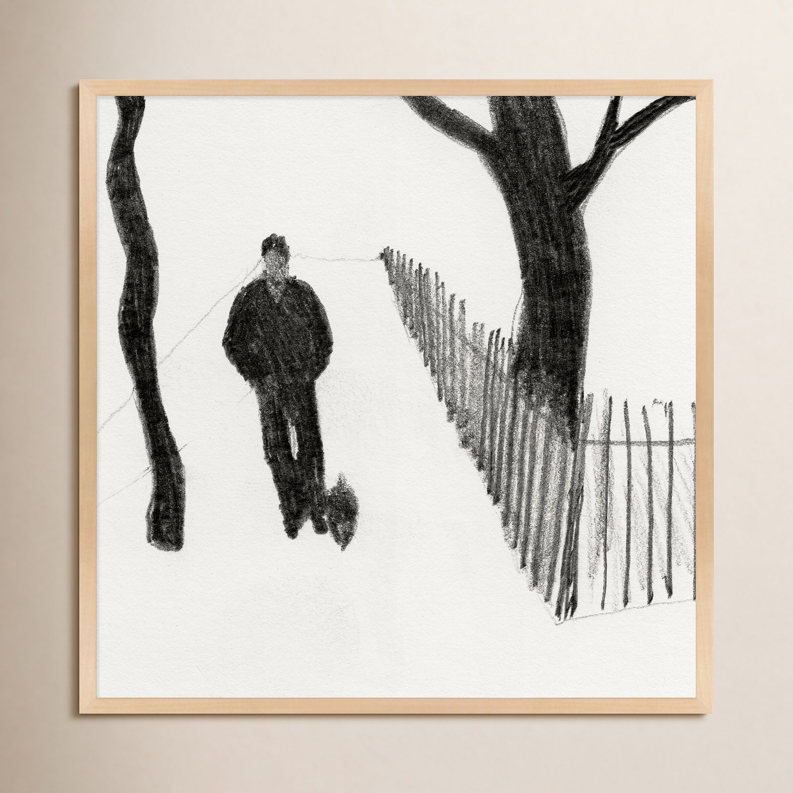 Walking The Dog by Simon Schneiderman, Brown, 30" H x 30" W x 1.25" D