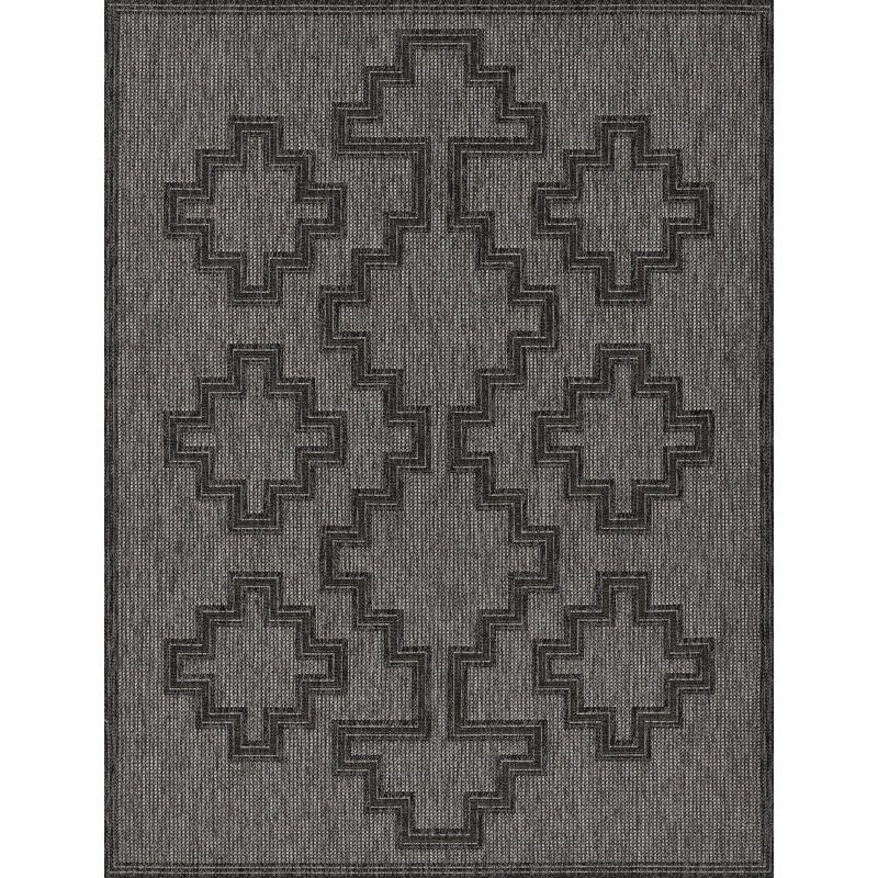 Tapis intérieur / extérieur gris anthracite Ava, Rectangle 8 pi x 10 pi