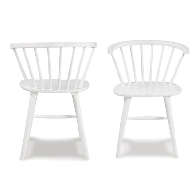 2pcs Wooden Spindle Back Dining Chairs In White - Chic For Room Decor Chair , 2 Modern And Elegant