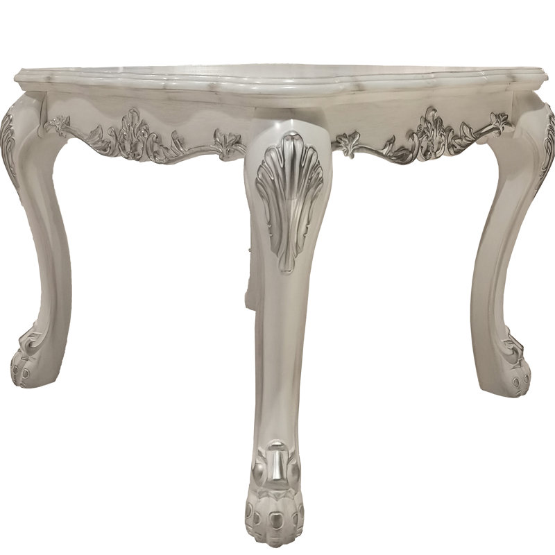End Table In Bone White With Robust Claw Leg And Simple Design Timeless Table, Square Legged