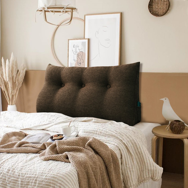 Reading Headboard Pillow , 50cm H x 100cm W, Coffee