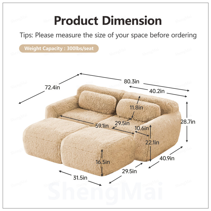Canapé modulaire en tissu doux et moelleux avec méridienne, repose-pieds et assise profonde pour un confort et une flexibilité ultimes