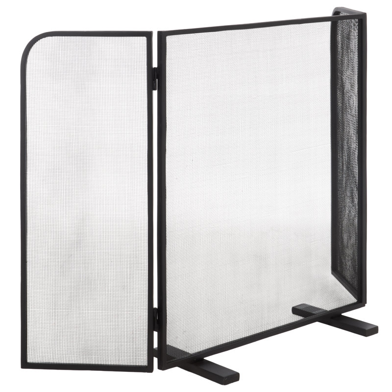 Trista Tri-Fold Fireplace Screen, Black