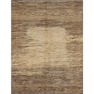 Tapis beige / brun unique 4 pi 9 po x 6 pi 5 po Abrash