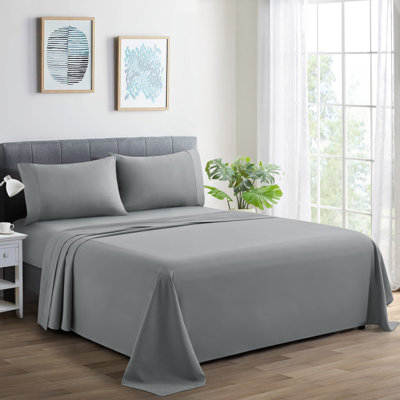Ensemble de draps en coton 4 pièces avec 2 taies d'oreiller en coton percale solide standard pour hôtel 4 pièces Marina