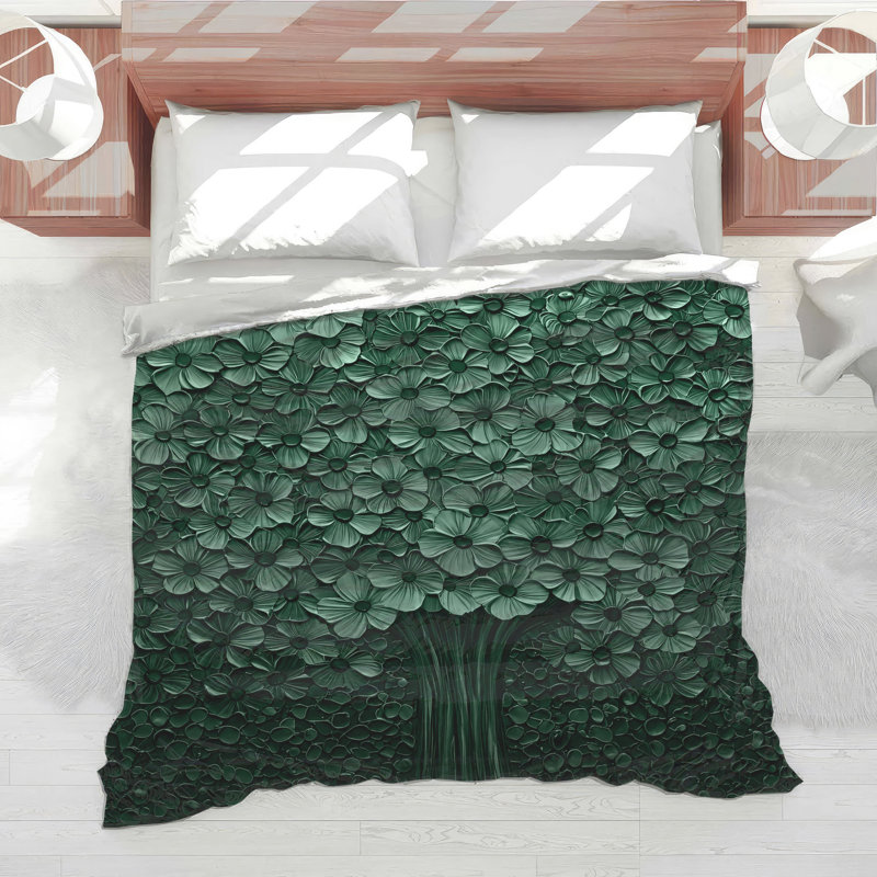 Édredon floral vert, Simple extra long