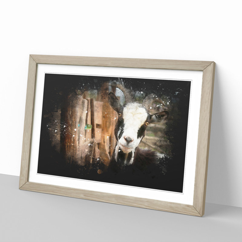 Goat Vol.1 - Picture Frame Painting, 65cm H x 90cm W x 2cm D, Oak Framed