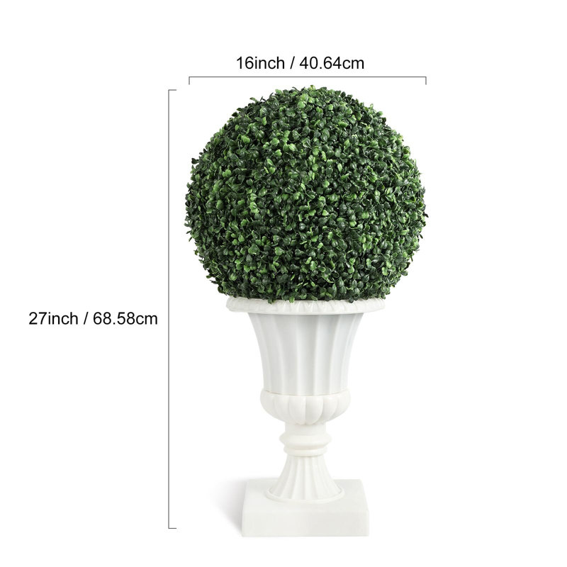 Boule de topiaire artificielle 16 po, plante topiaire artificielle avec lumières, Blanc