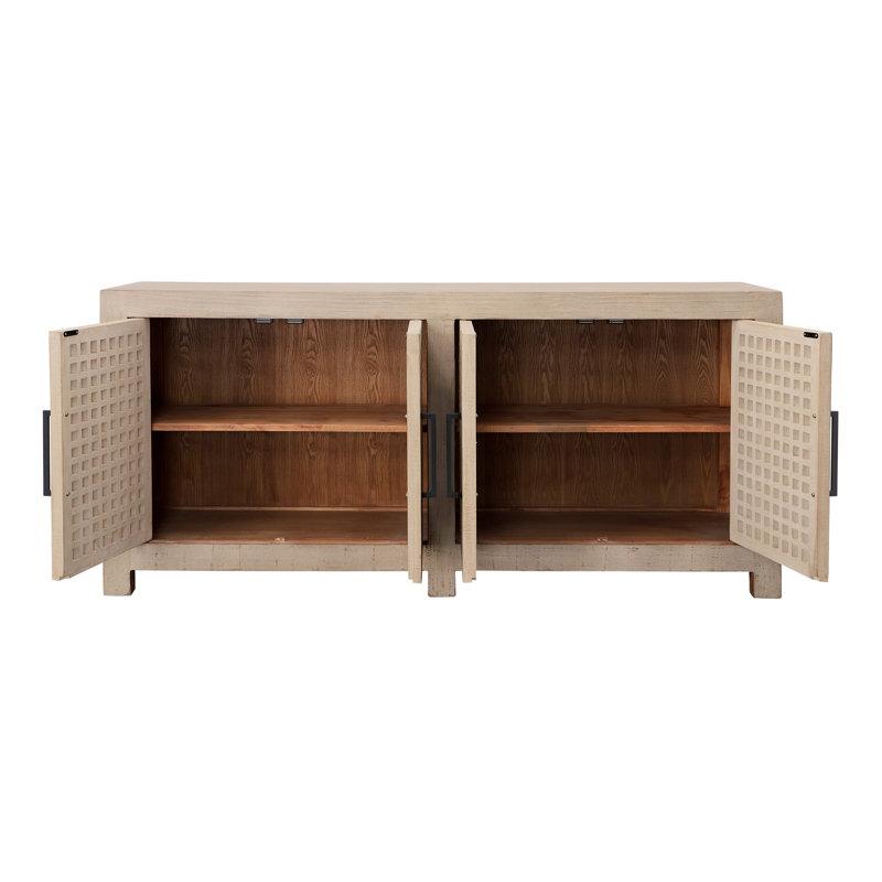 Devina 74" Reclaimed Pine 4-Dr Sideboard, Light Warm Wash