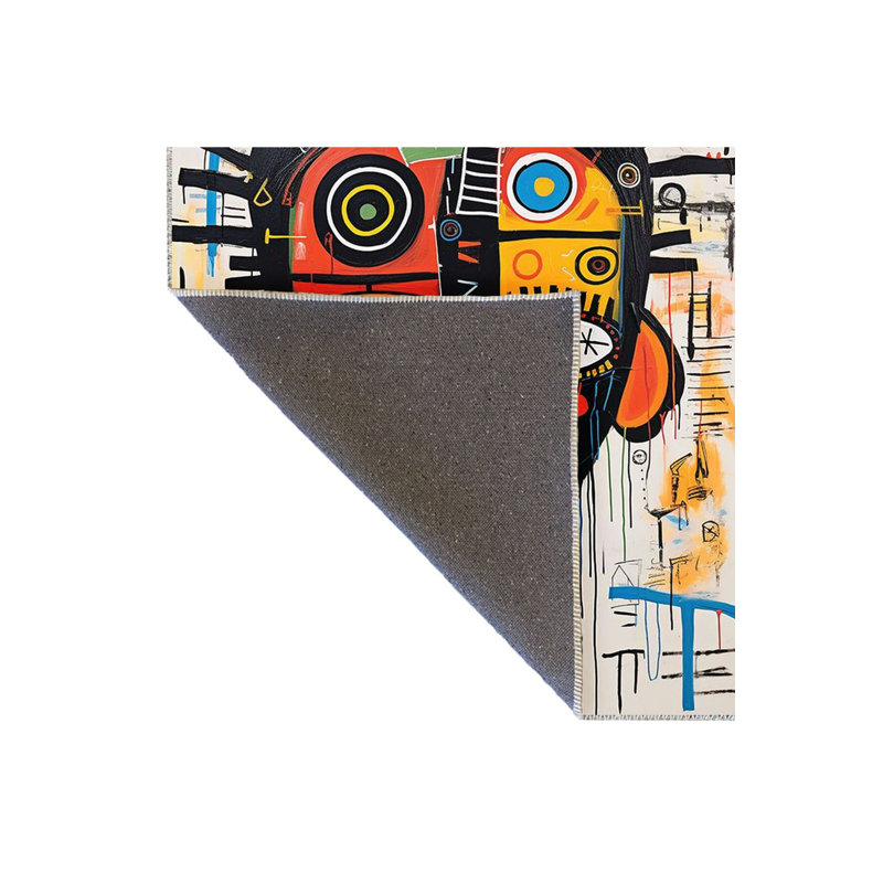 Tapis décoratif multicolore lavable à la machine Sun, Sous-tapis rectangulaire de 3 pi 3 po x 4 pi 11 po