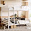 Grand lit superposé détachable axé sur le rangement, cadre de lit en bois pour chambre avec tablettes de rangement intégrées et garde-corps de sécurité, finition blanche