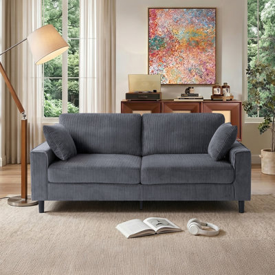 81.8"Corduroy Loveseat Sofa with Sturdy Iron & Wood Frame
