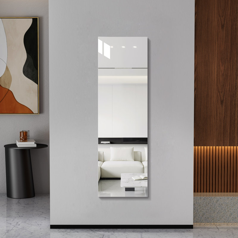 Miroir en verre trempé pleine longueur sans cadre avec support, 58 po x 18 po