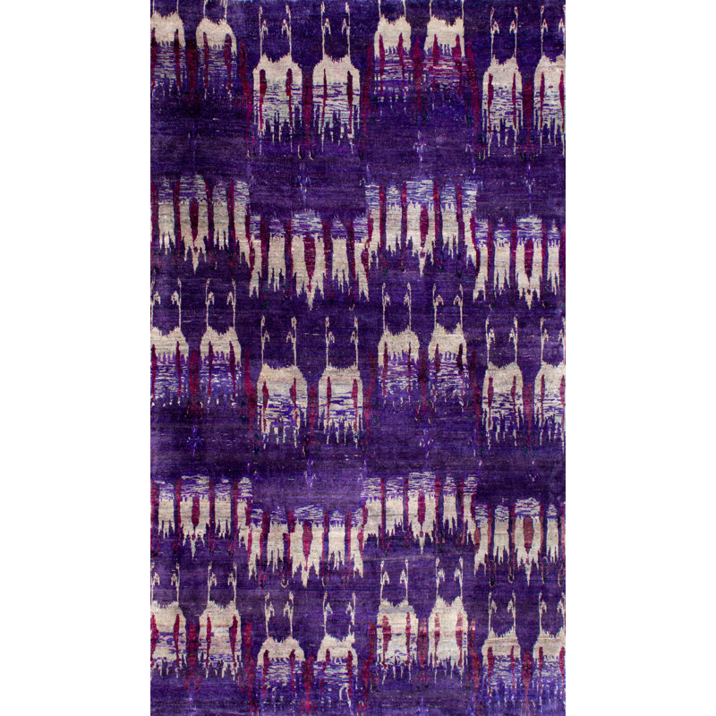Rumi Ikat Silk Purple/Cream Area Rug