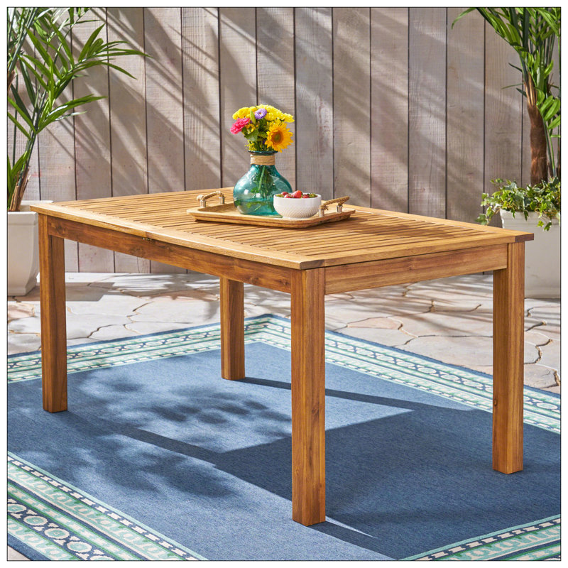 Outdoor Expandable Acacia Wood Dining Table,Natural, Natural