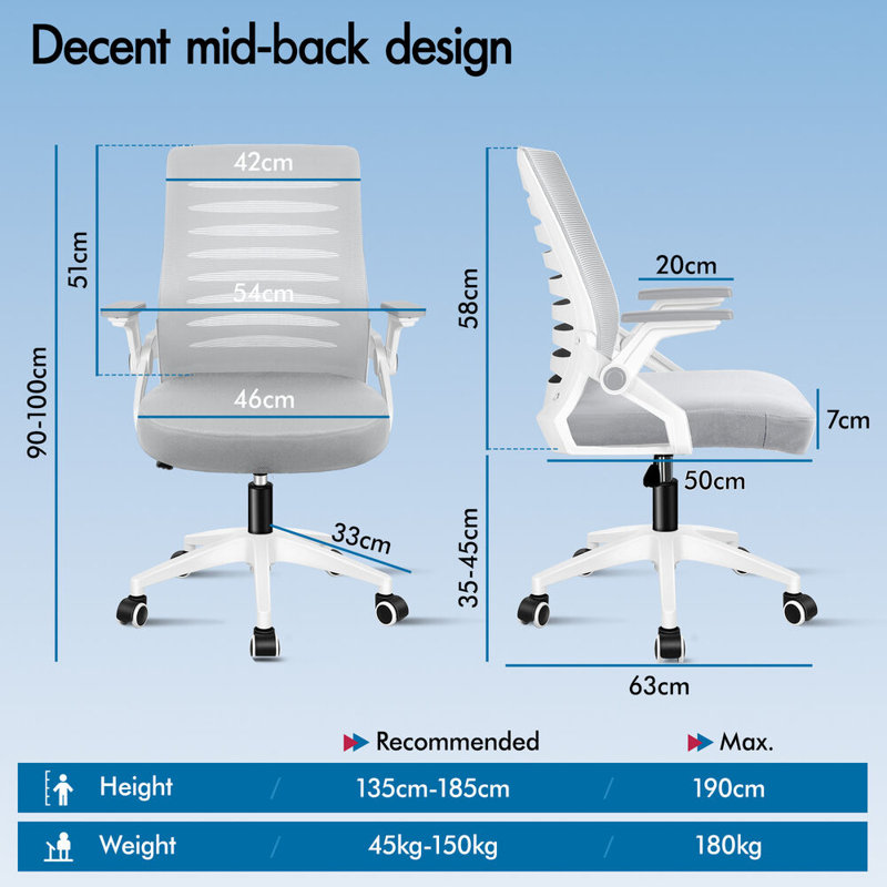 Office Chair, White, Grey