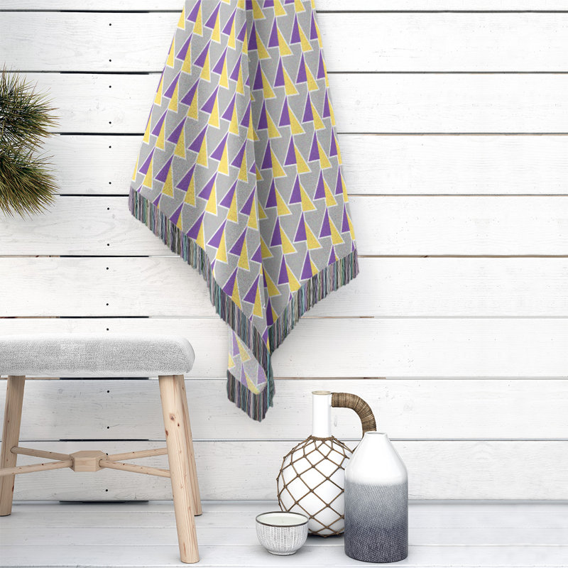 Couverture en coton tissé à flèches changeante, l 50 po x L 60 po, Mauve/jaune