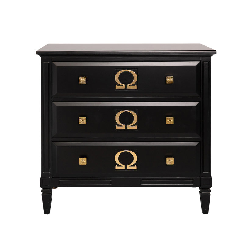 Omega Solid Wood 3 - Drawer Accent Chest, Tricorn Black