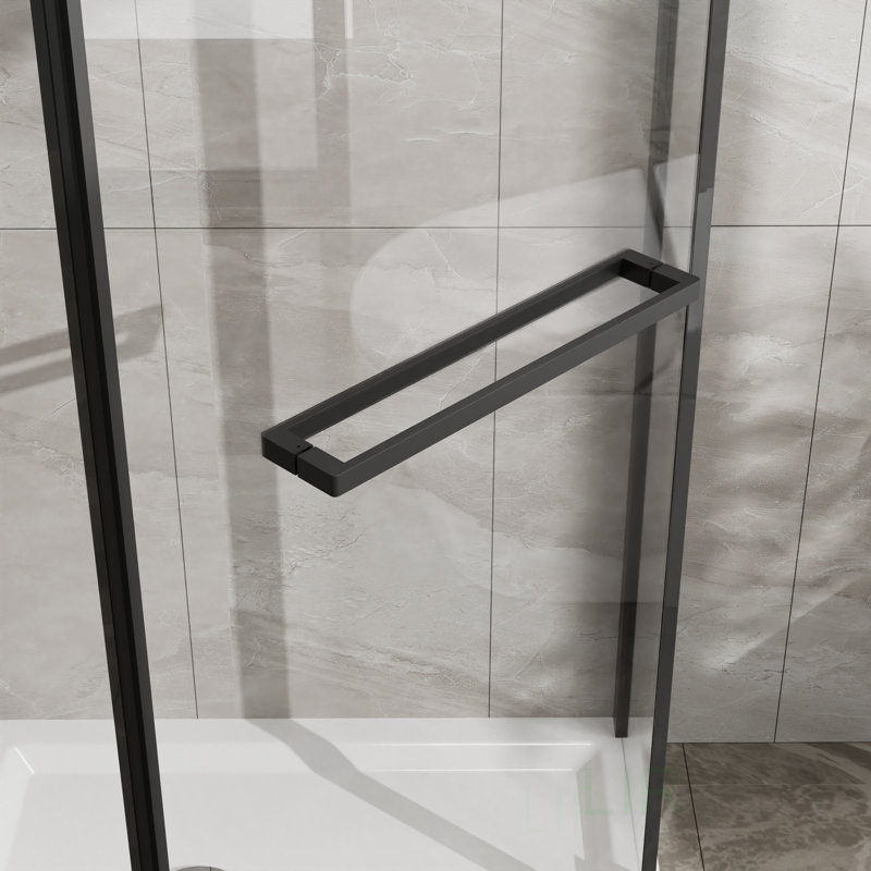 Neo-Angle Frameless Shower Door With Clear SGCC Tempered Glass, Space-Saving And Durable For Modern Bathrooms, Shower Door