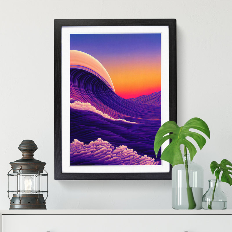FRM-V0523-2954X Zebra Vaporwave - Single Picture Frame Print, 64cm H x 46cm W x 2cm D, Black