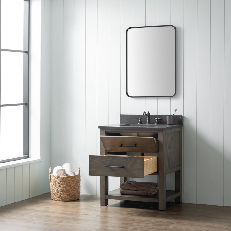 Ensemble de meuble-lavabo simple 30 po Keri, Gris fumée / noir mat
