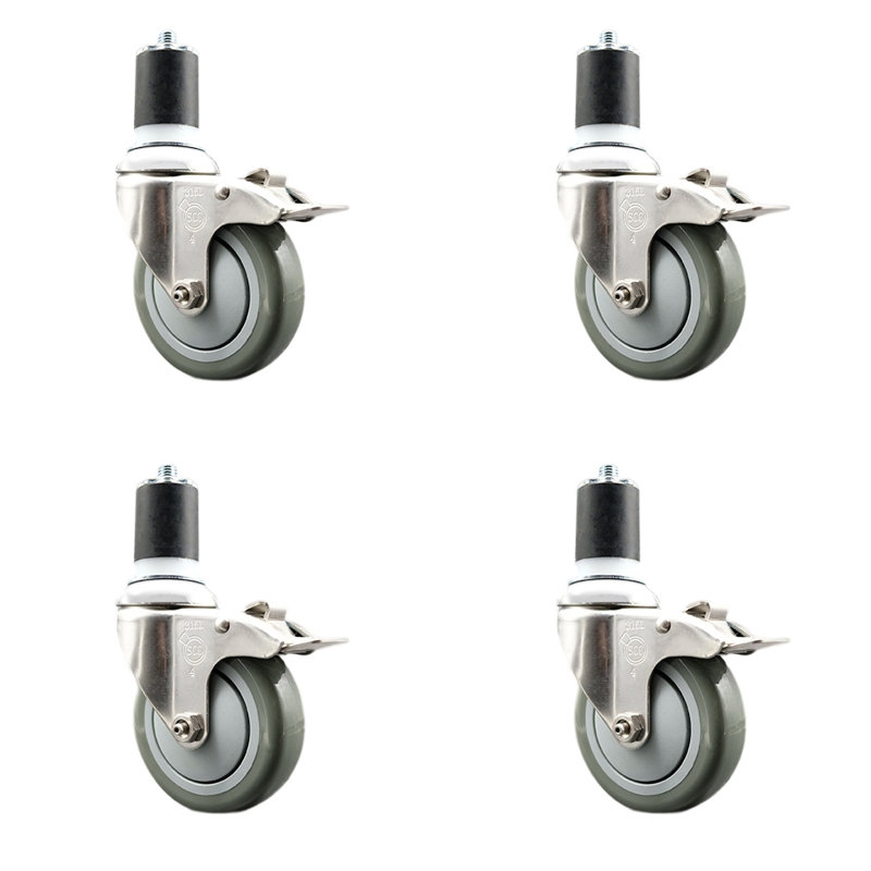 Jeu de roulettes extensibles en poly, H 3 po x l 3 po, gris