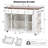 Kitchen Island With Glass Cabinet Doors, Rolling Cart With Drop Leaf, 3 Drawers, 5 Open Shelves, Power Outlet, White