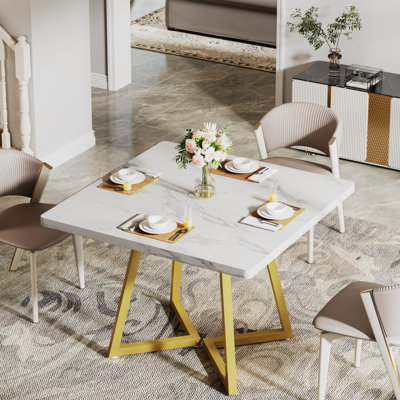 31.5" Industrial Square Dining Table, Small Kitchen Table for 4