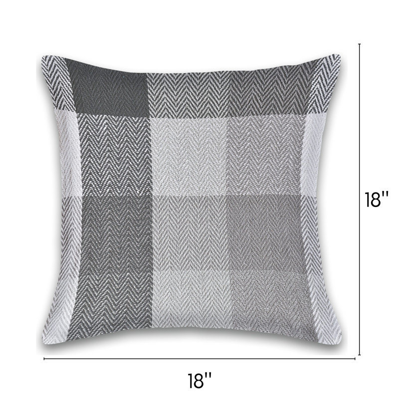  Square Cotton Pillow Cover & Insert, Gray