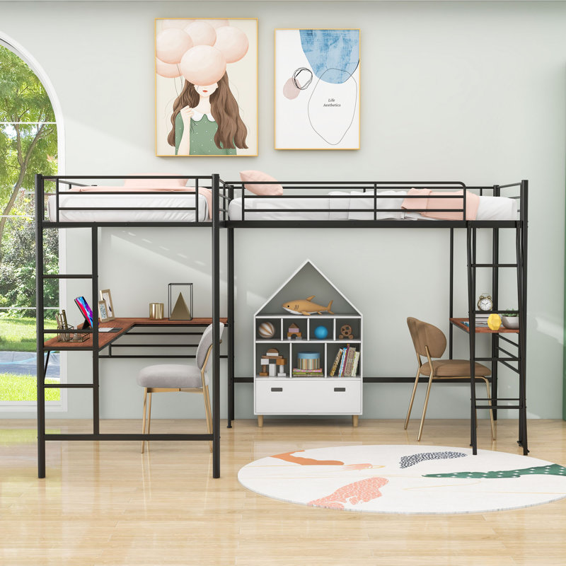 Niklaus Kids Twin Loft Bed, Black/Wood